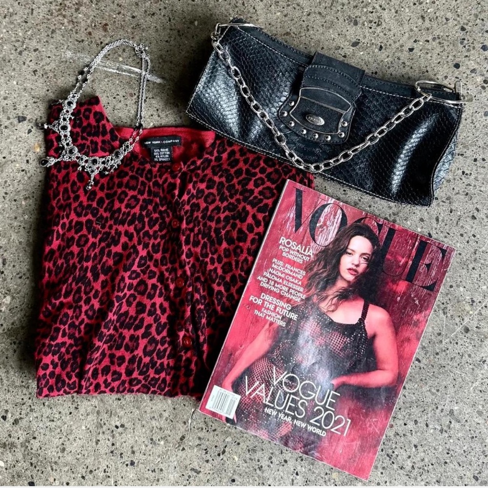 New York & Company Pink Animal Print Top